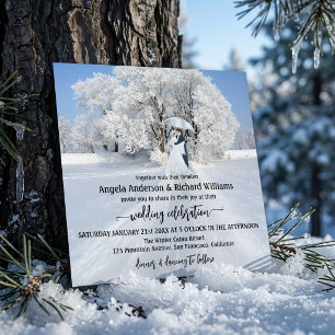 Invitation Arbre de mariage hivernal de beaux-arts