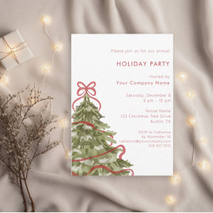 Invitation Arbre de Noël à l'aquarelle Fête d'entreprise des 