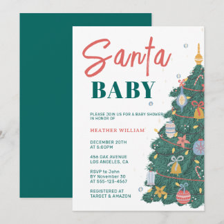 Invitation Arbre de Noël classique Baby shower rétros d'hiver