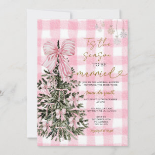 Invitation Arbre de Noël Coquette Gingham Rose pour Enterreme