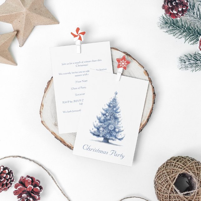 Invitation Arbre de Noël dans Delft Blue personnalisable (Créateur téléchargé)