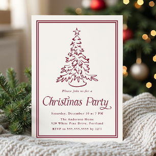 Invitation Arbre de Noël de fête classique aux canneberges de