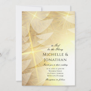 Invitation Arbre de Noël d'or moderne Mariage chrétien