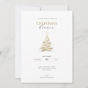 Invitation Arbre de Noël doré élégant dessiné à la main