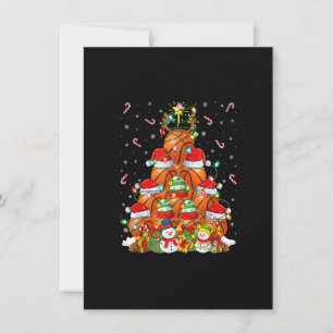 Invitation Arbre de Noël Éclairage Basketball Santa Basketbal