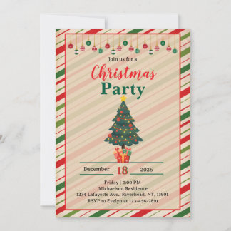 Invitation Arbre de Noël Élégant Fête de Fêtes 2