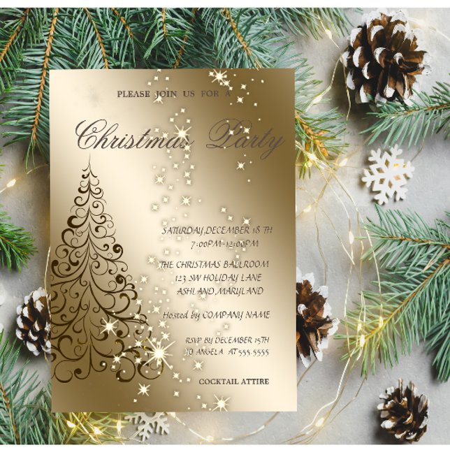 Invitation Arbre de Noël élégant, fête de Noël (Créateur téléchargé)