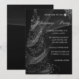 Invitation Arbre de Noël en argent, fête de Noël d'entreprise