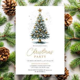 Invitation Arbre de Noël Faux Glitter