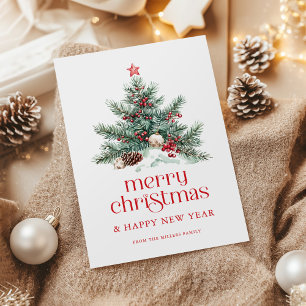 Invitation Arbre de Noël festif Typographie rétro rouge