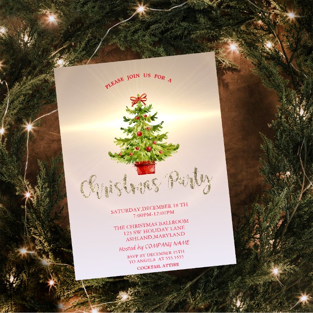 Invitation Arbre de Noël, Fête de Noël de l'entreprise brilla (Créateur téléchargé)