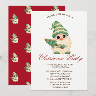 Invitation Arbre de Noël Gnome Rouge Fête de Noël de l'entrep