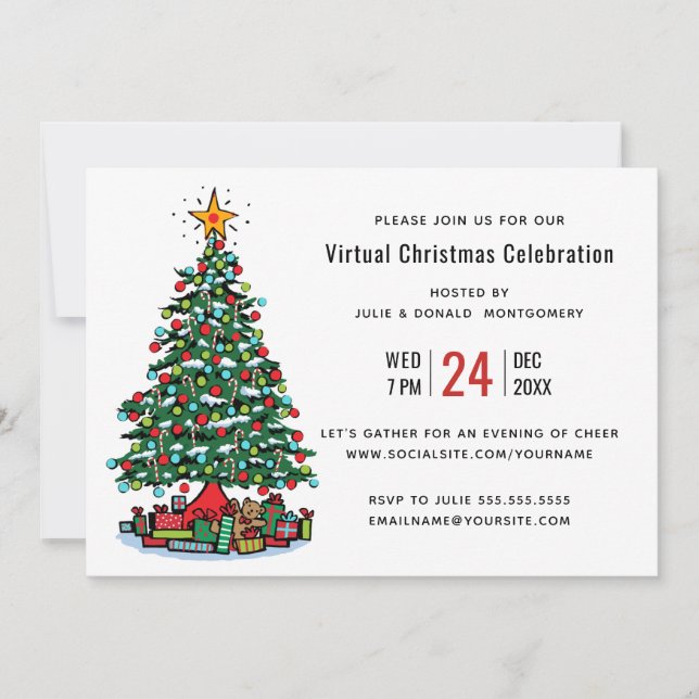 Invitation Arbre de Noël Moderne (Devant)
