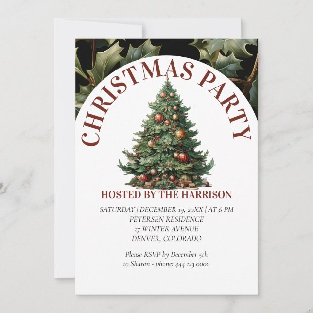 Invitation Arbre de Noël Retro Classic Cute (Devant)