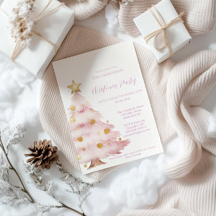 Invitation Arbre de Noël rose
