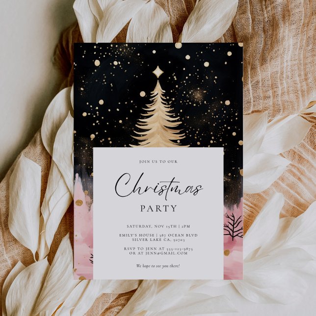 Invitation Arbre de Noël rose (Créateur téléchargé)