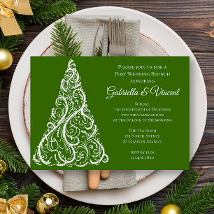 Invitation Arbre de Noël vert Petit déjeuner d'hiver après ma
