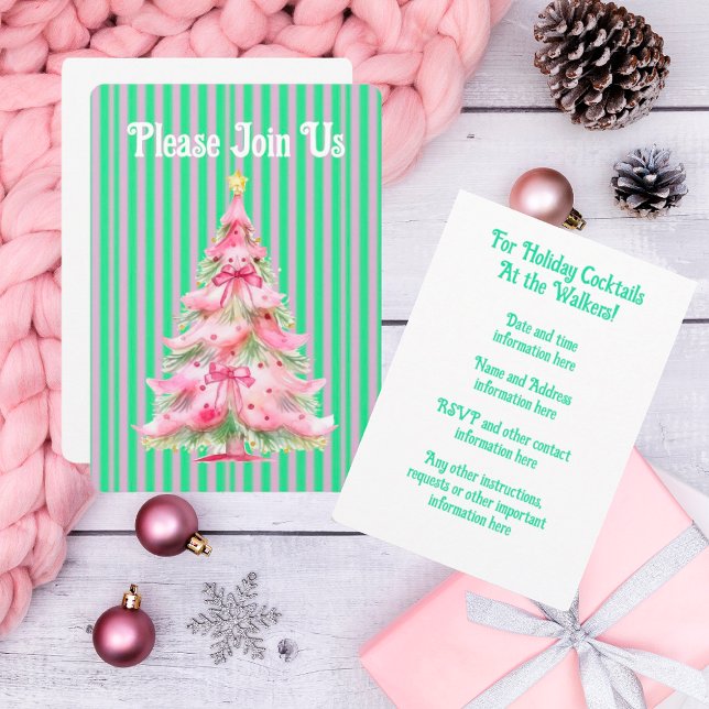 Invitation Arbre de Noël vert rose doux personnalisé (Start planning your parties!)