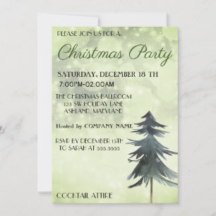 Invitation Arbre de Noël vert, tendance, magnifique