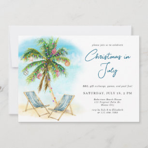 Invitation Arbre de palmier Plage tropicale Noël en juillet