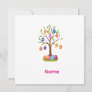Invitation Arbre de Pâques aquarelle avec œufs décorés suspen