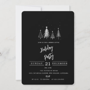 Invitation Arbre de pin de Noël simple   Black Holiday Party
