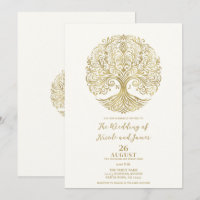 Arbre de Vie Crème & Or Mariage Celtique