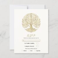 Arbre de Vie Crème Or Mariage Celtique RSVP