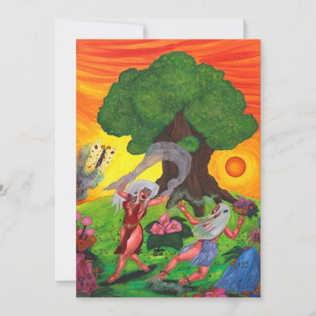 Invitation Arbre de vie Danse aquarelle Joy Love Art (Devant)