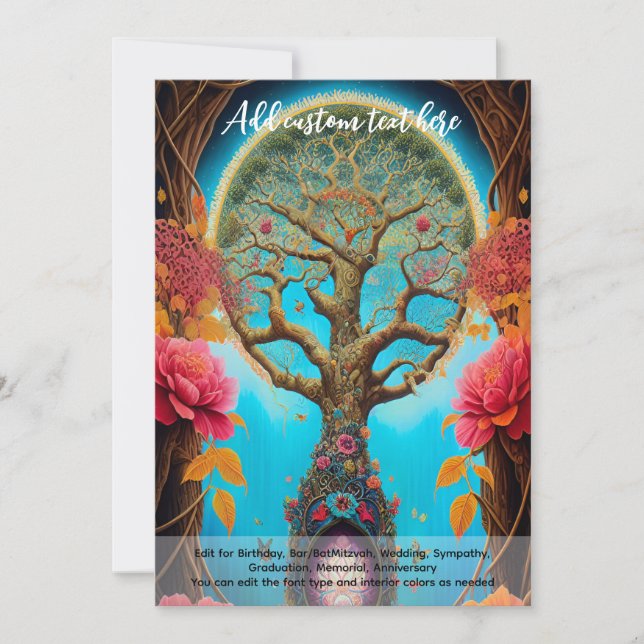 Invitation Arbre de Vie Mystique Art Sacré Rêveur Spirituel (Devant)