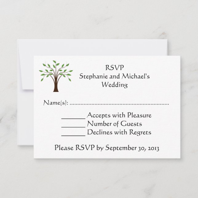 Invitation Arbre de Vie Réponse RSVP de Mariage Campagnard Mo (Devant)