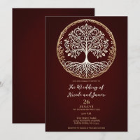 Arbre de Vie Rustique Rouge Foncé Mariage Celtique