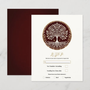 Invitation Arbre de vie Rustique rouge foncé mariage celtique