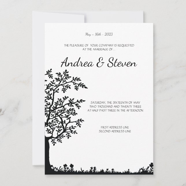 Invitation Arbre d'invitation de mariage de la vie. Branches (Devant)
