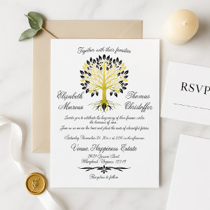 Invitation Arbre d'or de la vie Mariage sophistiqué intempore