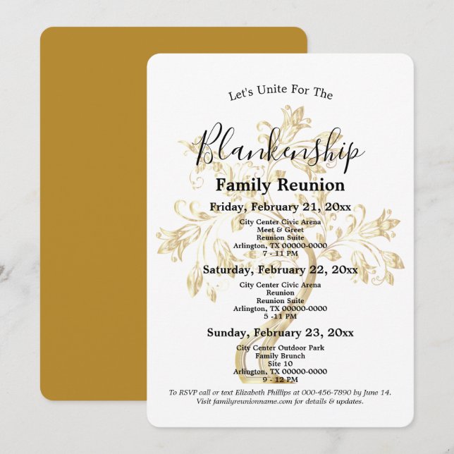 Invitation Arbre d'or Réunion familiale de 3 jours (Devant / Derrière)