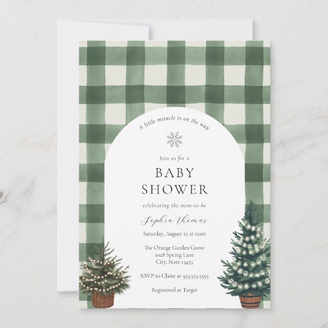 Invitation Arbre Festif Arc Baby shower neutre genre (Devant)