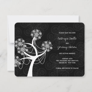 Invitation Arbre Fleur de Neige Mariage d'Hiver Enregistrer l