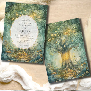 Invitation Arbre forestier enchanté Mariage or