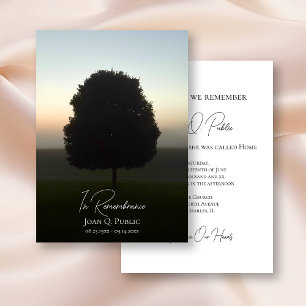 Invitation Arbre naturel à Sunrise Mémorial Anniversaire de l