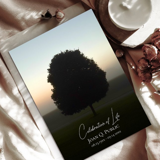 Invitation Arbre naturel Sunrise Célébration de la vie funéra (Créateur téléchargé)
