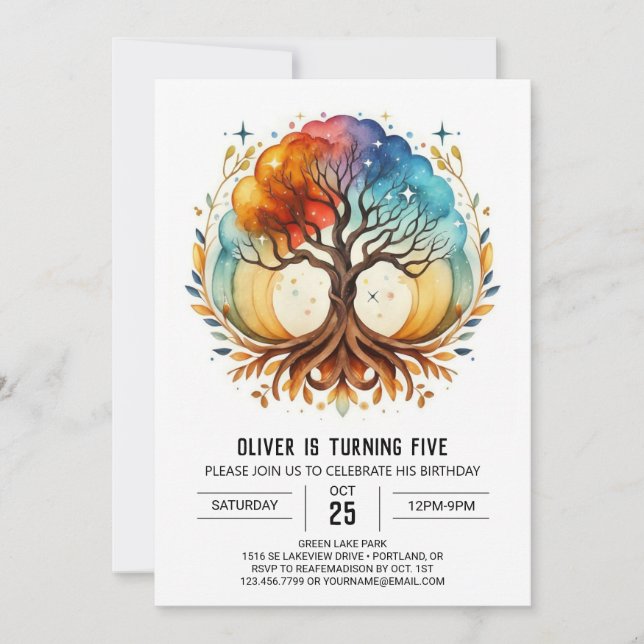 Invitation Arbre numérique chic à vie Anniversaire (Devant)