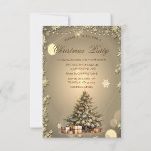 Invitation Arbre, Présents Pins cônes Étoiles Noël