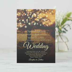 Invitation Arbre rustique avec cordes de lumière Mariage élég