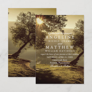 Invitation Arbre vintage Rustique Automne Arbre Chaîne de lum
