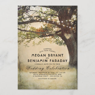 Invitation Arbre vintage Rustique Automne Arbre Chaîne de lum