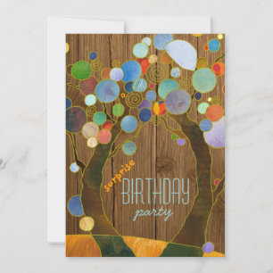 Invitation Arbres colorés + Barnwood Surprise Anniversaire