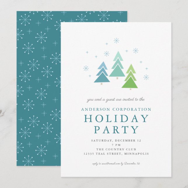 Invitation Arbres de Noël | Business Holiday Party (Devant / Derrière)