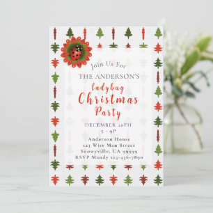 Invitation Arbres de Noël rouges et verts Fête coccinelle