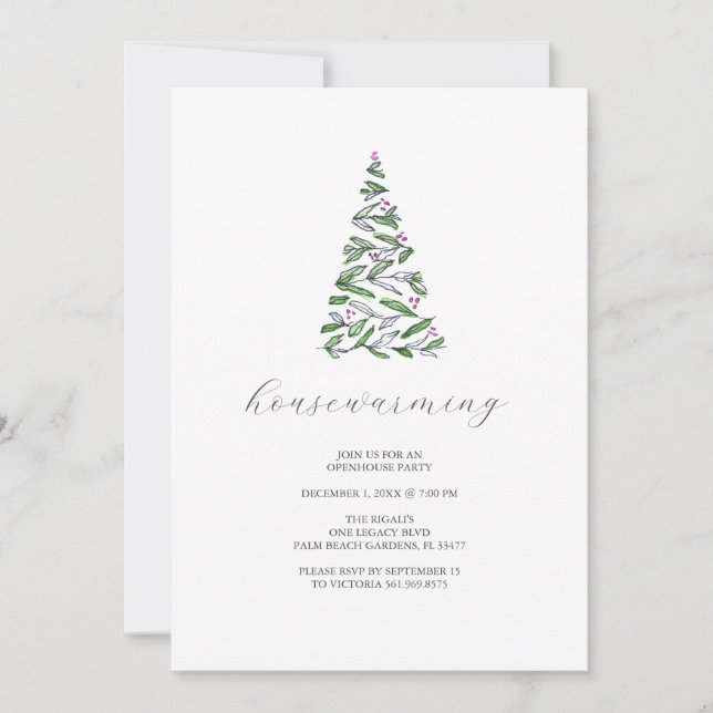 Invitation Arbres de Noël rustiques Fête de crémaillère  (Devant)